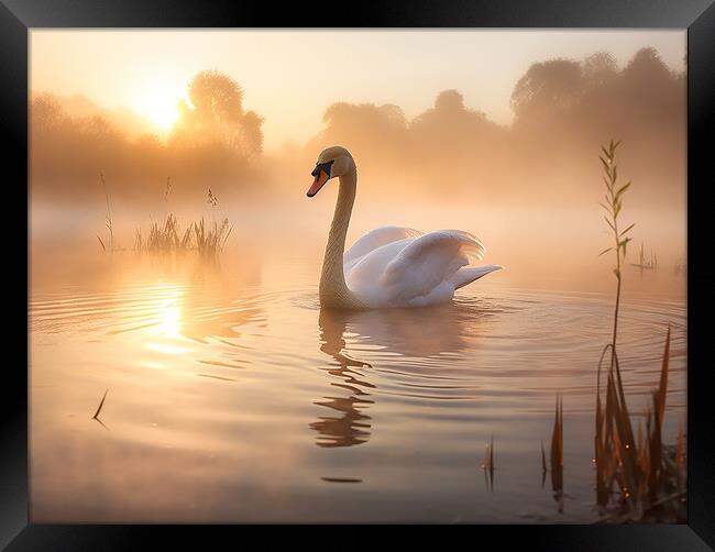 Swan At Sunrise Framed Print by Steve Smith