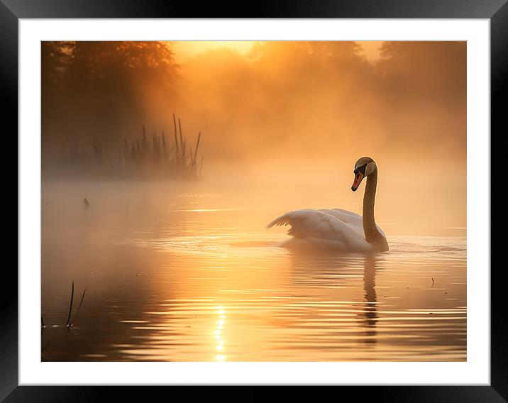 Swan At Sunrise Framed Mounted Print by Steve Smith