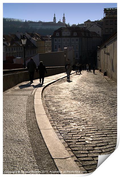Cobbled Street near Prague Castle Print by Serena Bowles