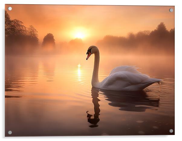 Swan At Sunrise Acrylic by Steve Smith