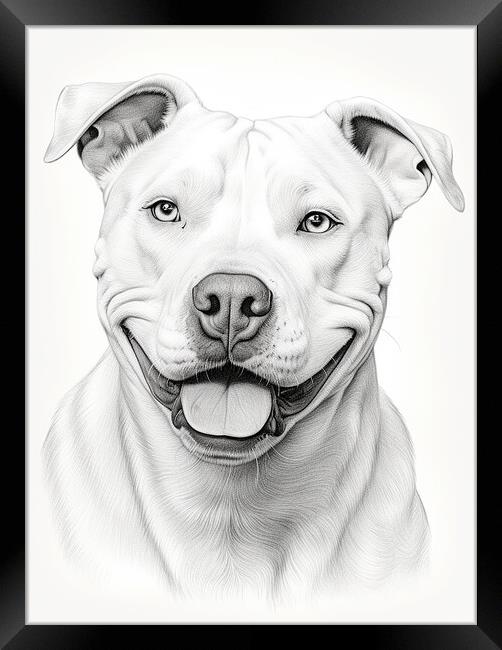 Dogo Argentino Pencil Drawing Framed Print by K9 Art