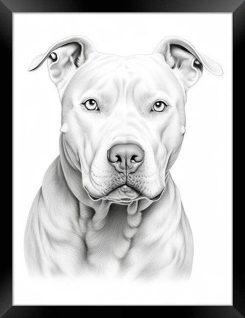 Dogo Argentino Pencil Drawing Framed Print by K9 Art