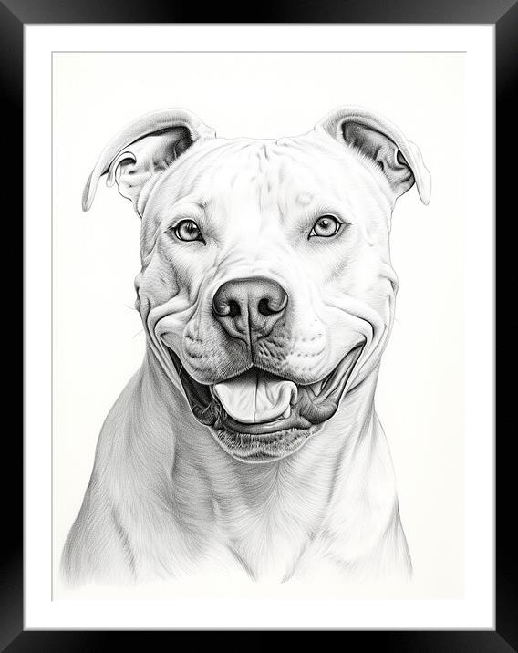 Dogo Argentino Pencil Drawing Framed Mounted Print by K9 Art