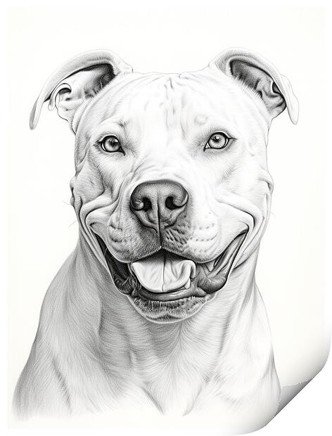 Dogo Argentino Pencil Drawing Print by K9 Art