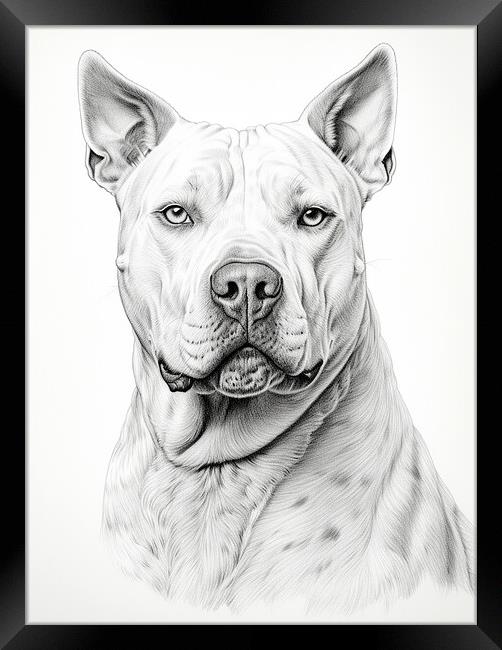 Dogo Argentino Pencil Drawing Framed Print by K9 Art
