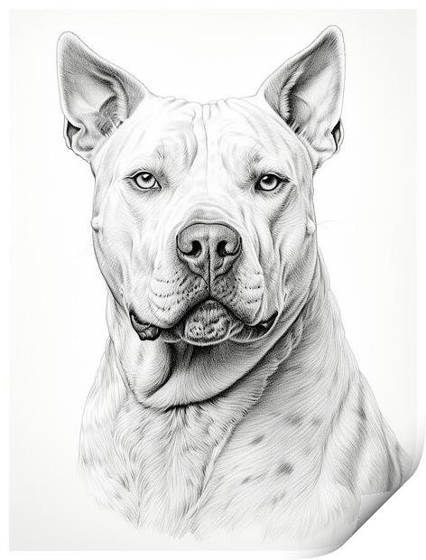 Dogo Argentino Pencil Drawing Print by K9 Art