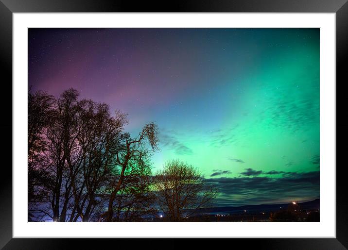 Brilliant Aurora over Laurencekirk Scotland  Framed Mounted Print by DAVID FRANCIS