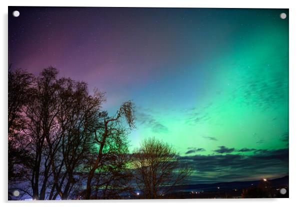 Brilliant Aurora over Laurencekirk Scotland  Acrylic by DAVID FRANCIS