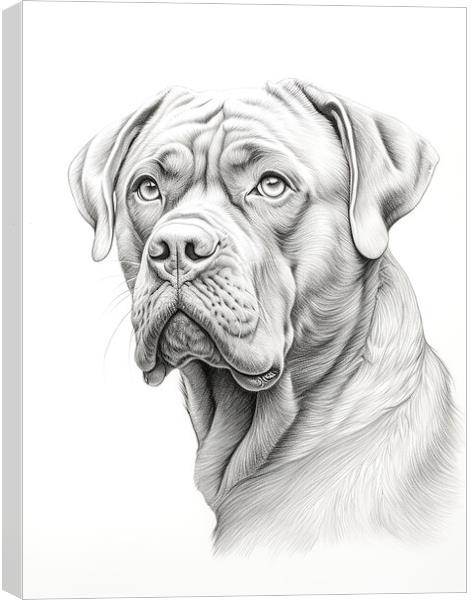 Dogue de Bordeaux Pencil Drawing Canvas Print by K9 Art