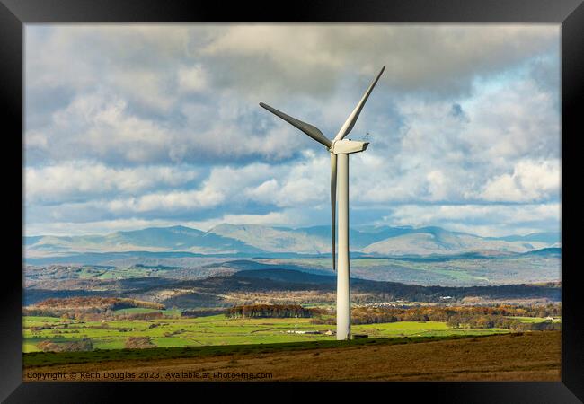 Wind Turbine on Caton Moor Framed Print by Keith Douglas