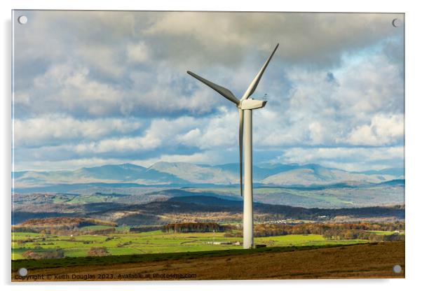 Wind Turbine on Caton Moor Acrylic by Keith Douglas