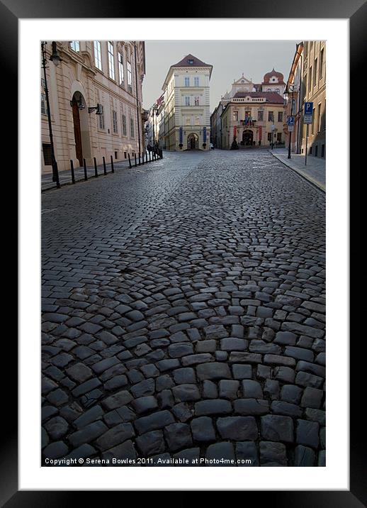 Cobbled Street, Prague Framed Mounted Print by Serena Bowles