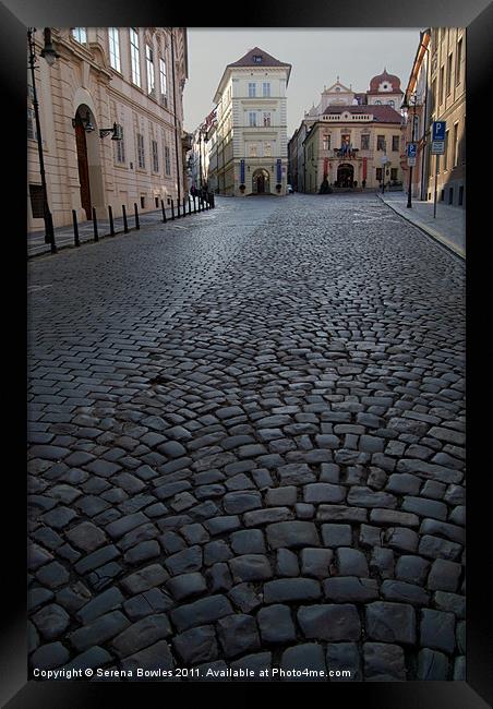 Cobbled Street, Prague Framed Print by Serena Bowles