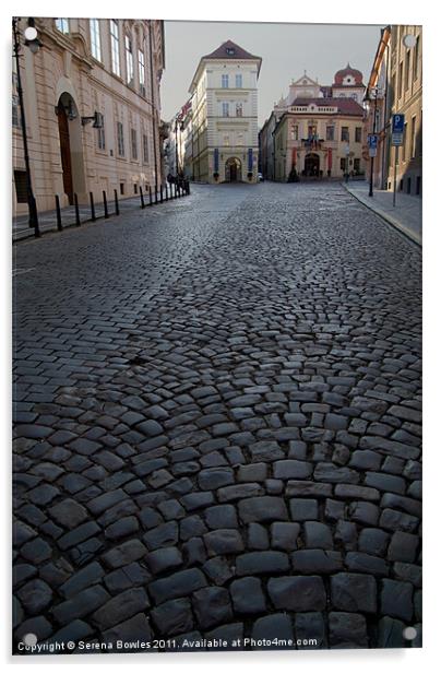 Cobbled Street, Prague Acrylic by Serena Bowles