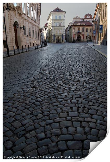Cobbled Street, Prague Print by Serena Bowles