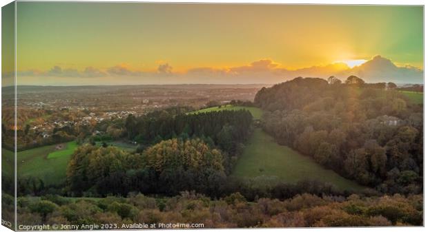 Sunset over Cardiff from Wenallt woods  Canvas Print by Jonny Angle