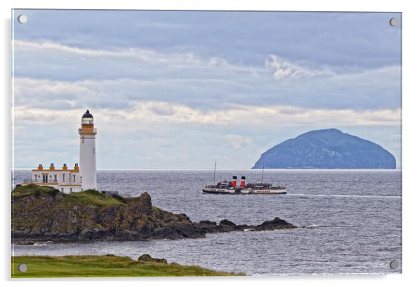 PS Waverley between Turnberry lighthouse and Ailsa Acrylic by Allan Durward Photography