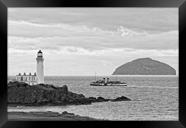 Turnberry lighthouse and Ailsa Craig and PS Waverl Framed Print by Allan Durward Photography