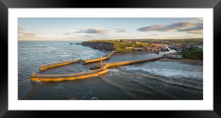 Whitby Sea Walls Framed Mounted Print by Apollo Aerial Photography