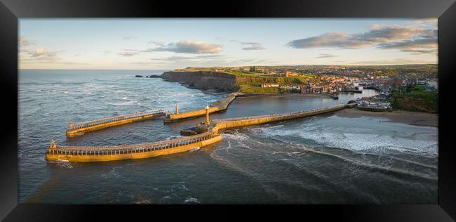 Whitby Sea Walls Framed Print by Apollo Aerial Photography