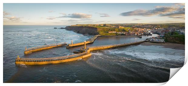 Whitby Sea Walls Print by Apollo Aerial Photography