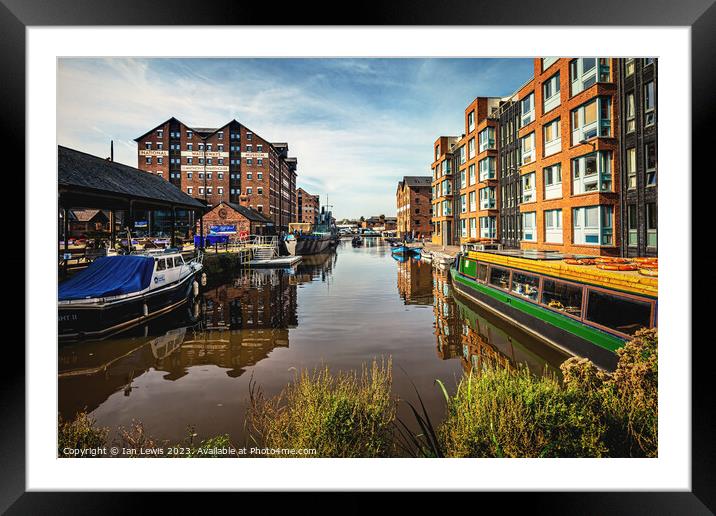 Boats and Buildings at Gloucester Docks Framed Mounted Print by Ian Lewis