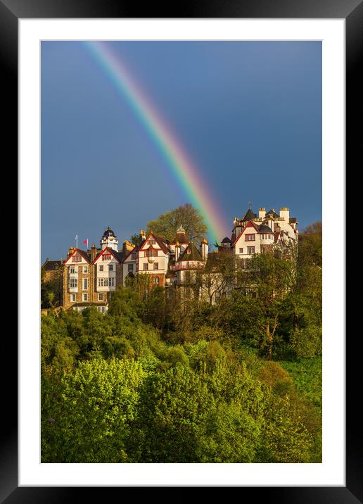 Rainbow Above Ramsay Garden Houses In Edinburgh Framed Mounted Print by Artur Bogacki