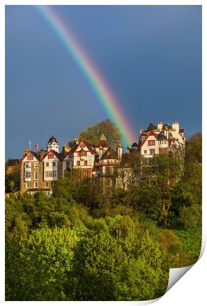 Rainbow Above Ramsay Garden Houses In Edinburgh Print by Artur Bogacki