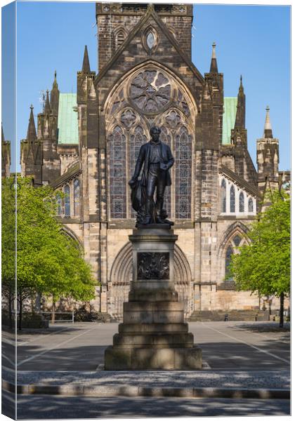 Glasgow Cathedral And David Livingstone Statue Canvas Print by Artur Bogacki