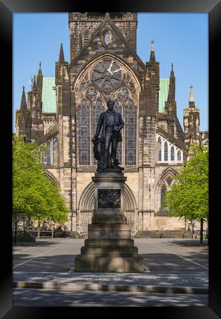 Glasgow Cathedral And David Livingstone Statue Framed Print by Artur Bogacki