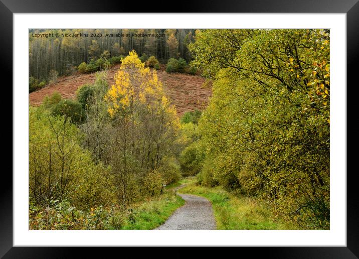 Footpath and Autumn Trees at Clydach Vale South Wales Framed Mounted Print by Nick Jenkins