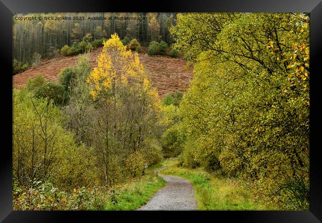Footpath and Autumn Trees at Clydach Vale South Wales Framed Print by Nick Jenkins