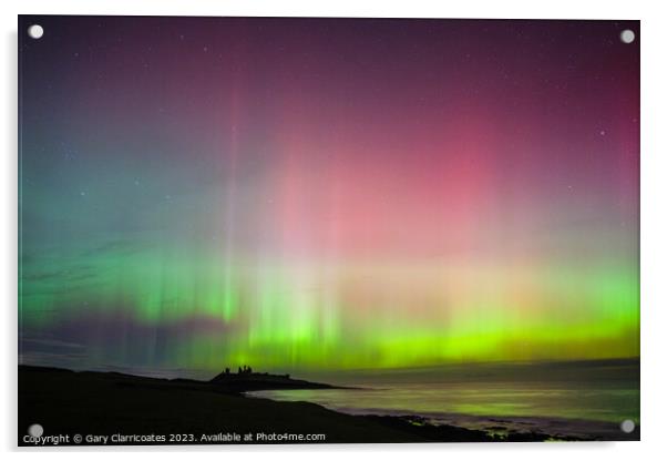 Northern Lights at Dunstanburgh Castle Acrylic by Gary Clarricoates