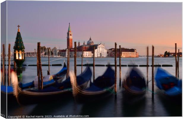Venice gondolas at Sunset Canvas Print by Rachel Harris