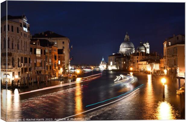 Grand Canal in Venice at night Canvas Print by Rachel Harris