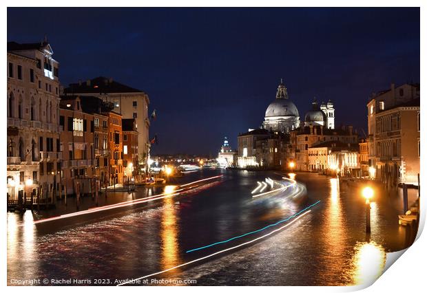 Grand Canal in Venice at night Print by Rachel Harris