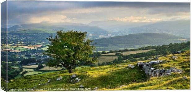 Summer Storm over the mountains from Llangynidr Moors. Canvas Print by Philip Veale