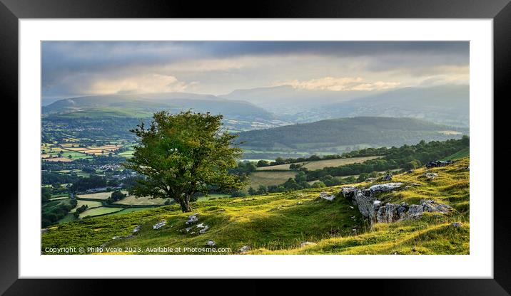 Summer Storm over the mountains from Llangynidr Moors. Framed Mounted Print by Philip Veale