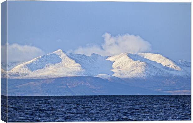 Wintry Isle of Arran mountains Canvas Print by Allan Durward Photography