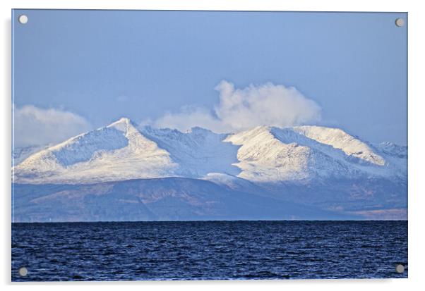 Wintry Isle of Arran mountains Acrylic by Allan Durward Photography