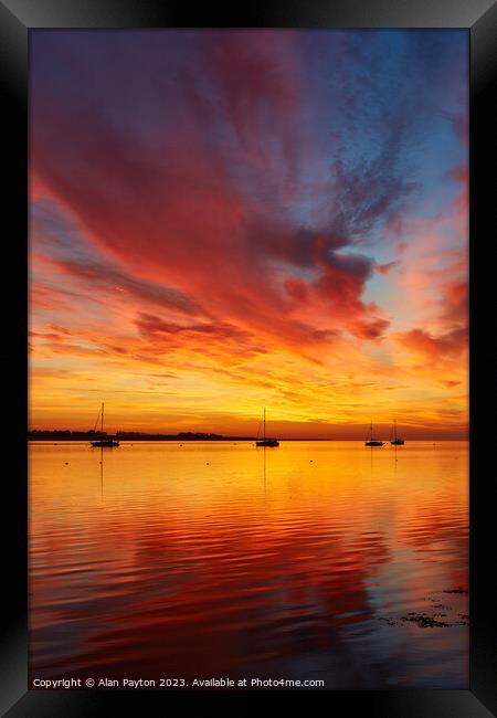 Dramatic clouds at Sunrise, Swale estuary Framed Print by Alan Payton
