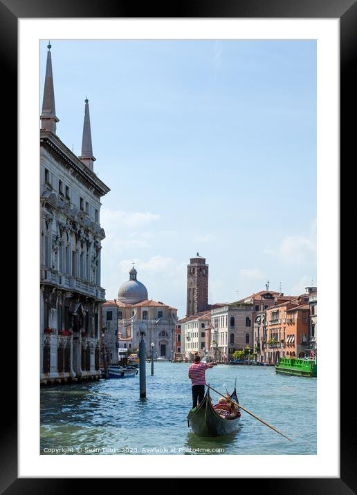 Venice view from the Grand Canal with a gondola Framed Mounted Print by Sean Tobin