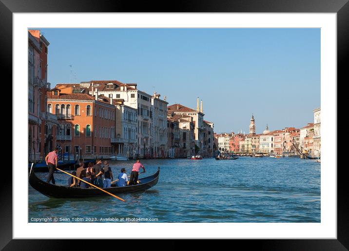 Grand Canal featuring a gondola Framed Mounted Print by Sean Tobin