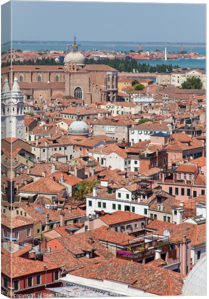 A view of Venice, Italy, from the rooftops Canvas Print by Sean Tobin