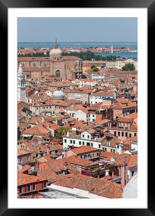 A view of Venice, Italy, from the rooftops Framed Mounted Print by Sean Tobin