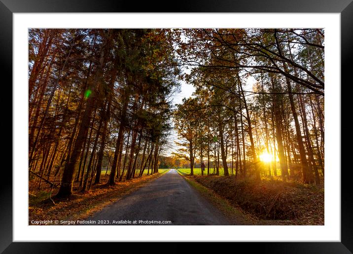 Rural road through forest on an autumn day. Framed Mounted Print by Sergey Fedoskin