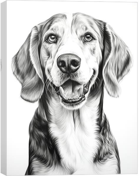English Foxhound Pencil Drawing Canvas Print by K9 Art
