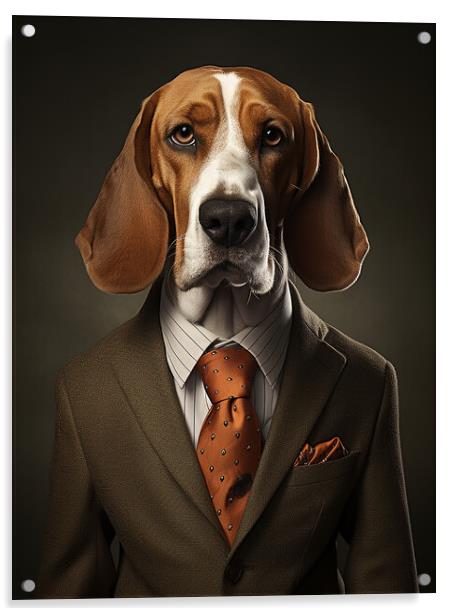 English Foxhound Acrylic by K9 Art