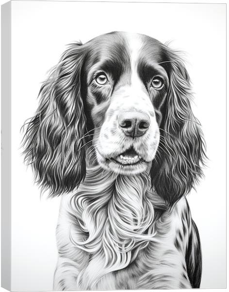 English Springer Spaniel Pencil Drawing Canvas Print by K9 Art