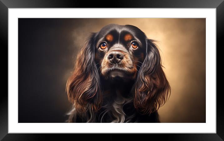 English Toy Spaniel Framed Mounted Print by K9 Art